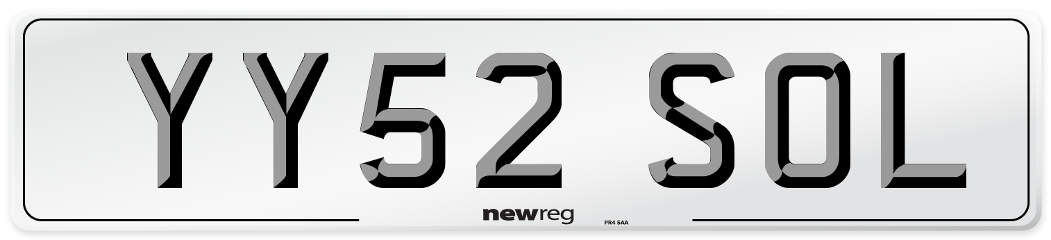 YY52 SOL Number Plate from New Reg